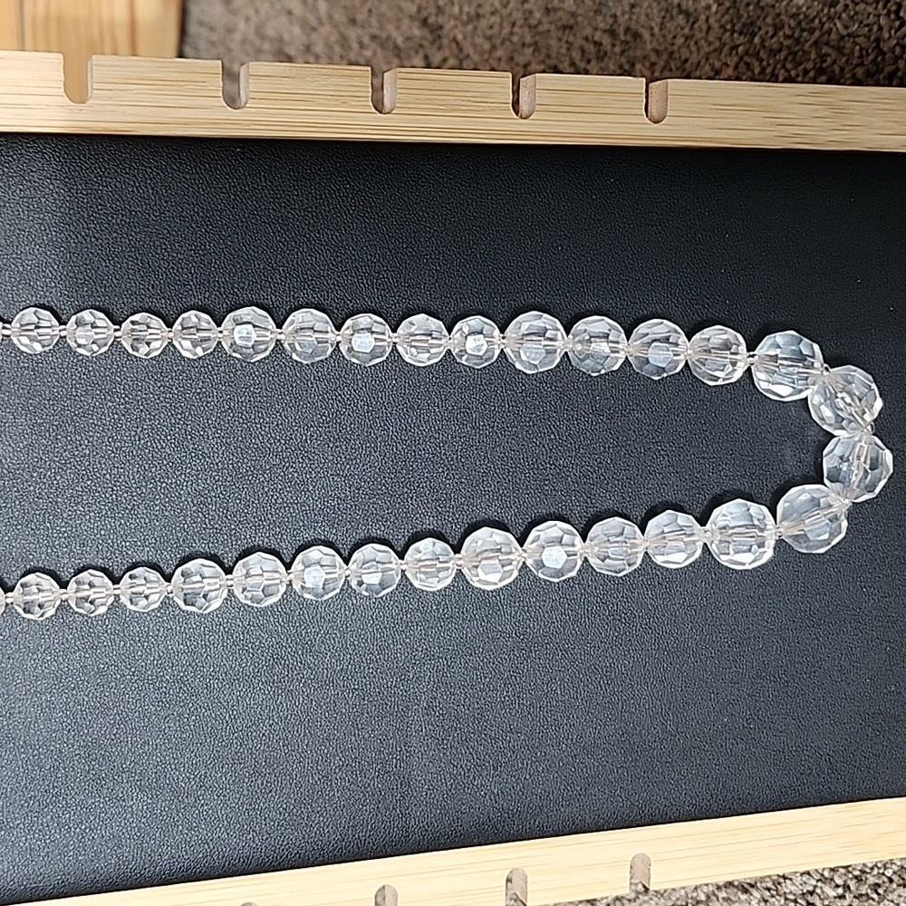 Clear Faceted Bead Necklace Graduated Lucite Statement Necklace Classic